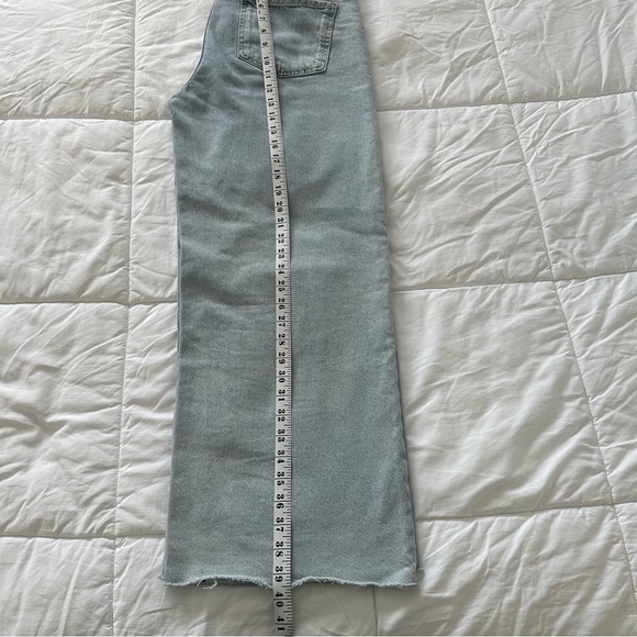 ZARA Light Blue Mid-Rise Wide-leg Culotte Jeans US 6 Womens Cropped Zipper Fly - Picture 9 of 9